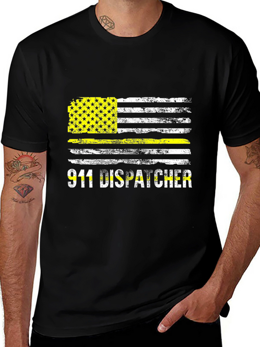 Camiseta 911 Dispatcher Bandera Grunge