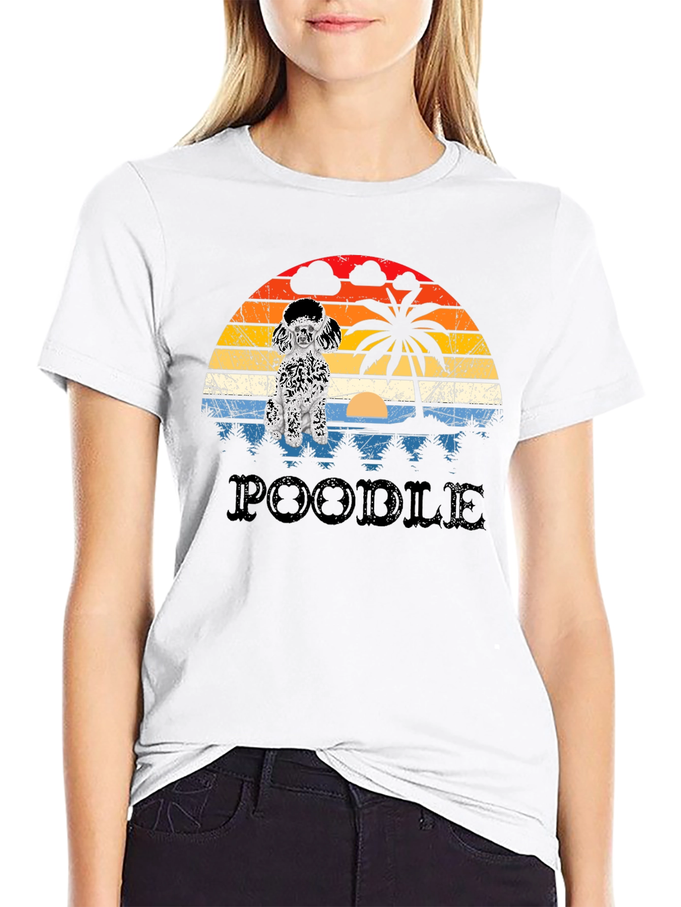 Poodle Sunset Graphic T-Shirt