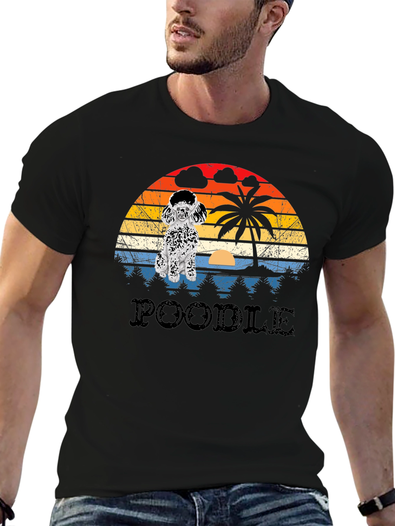 Poodle Sunset Graphic T-Shirt