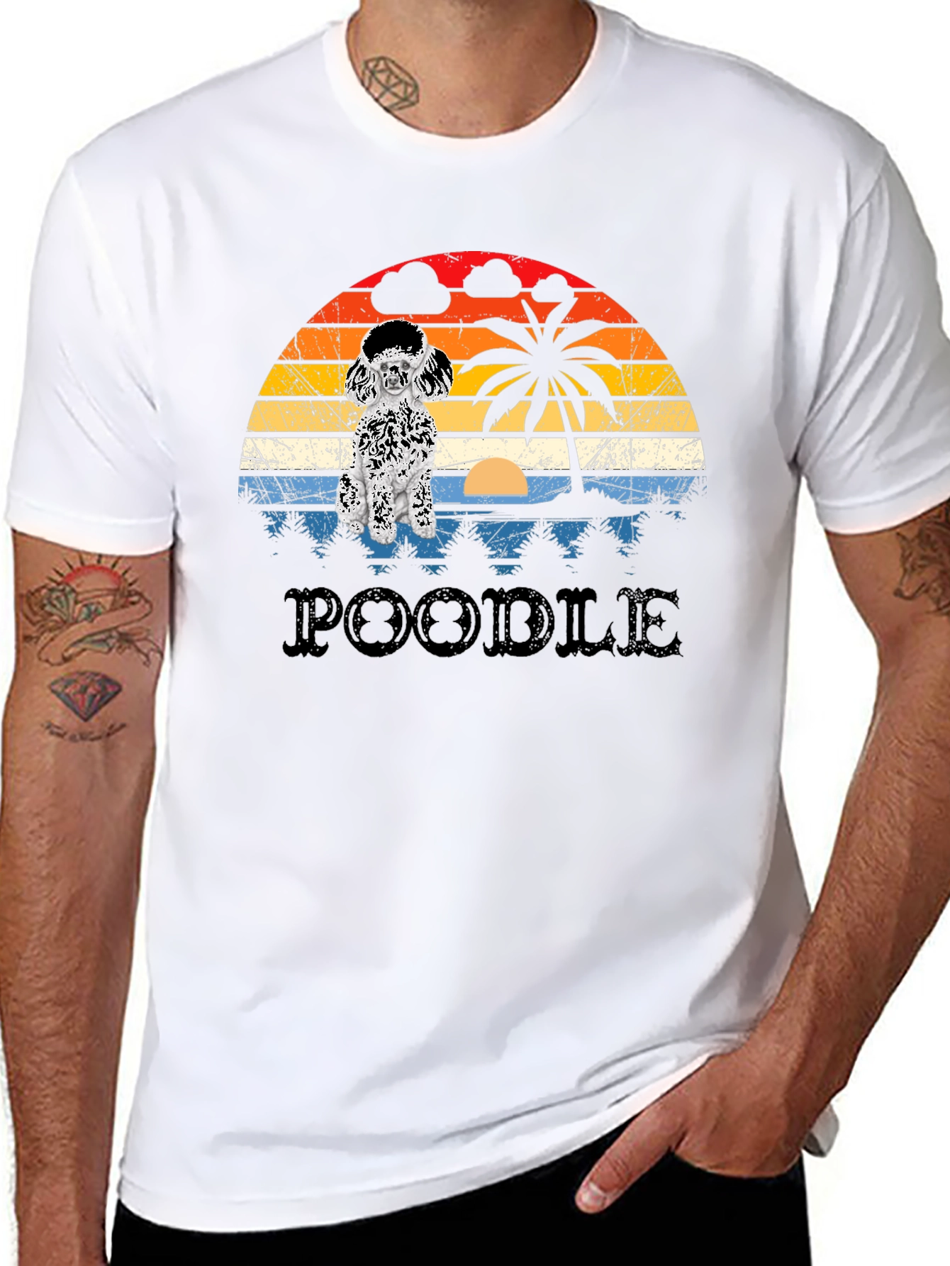 Poodle Sunset Graphic T-Shirt