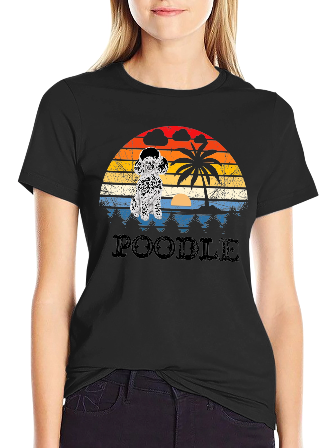 Poodle Sunset Graphic T-Shirt