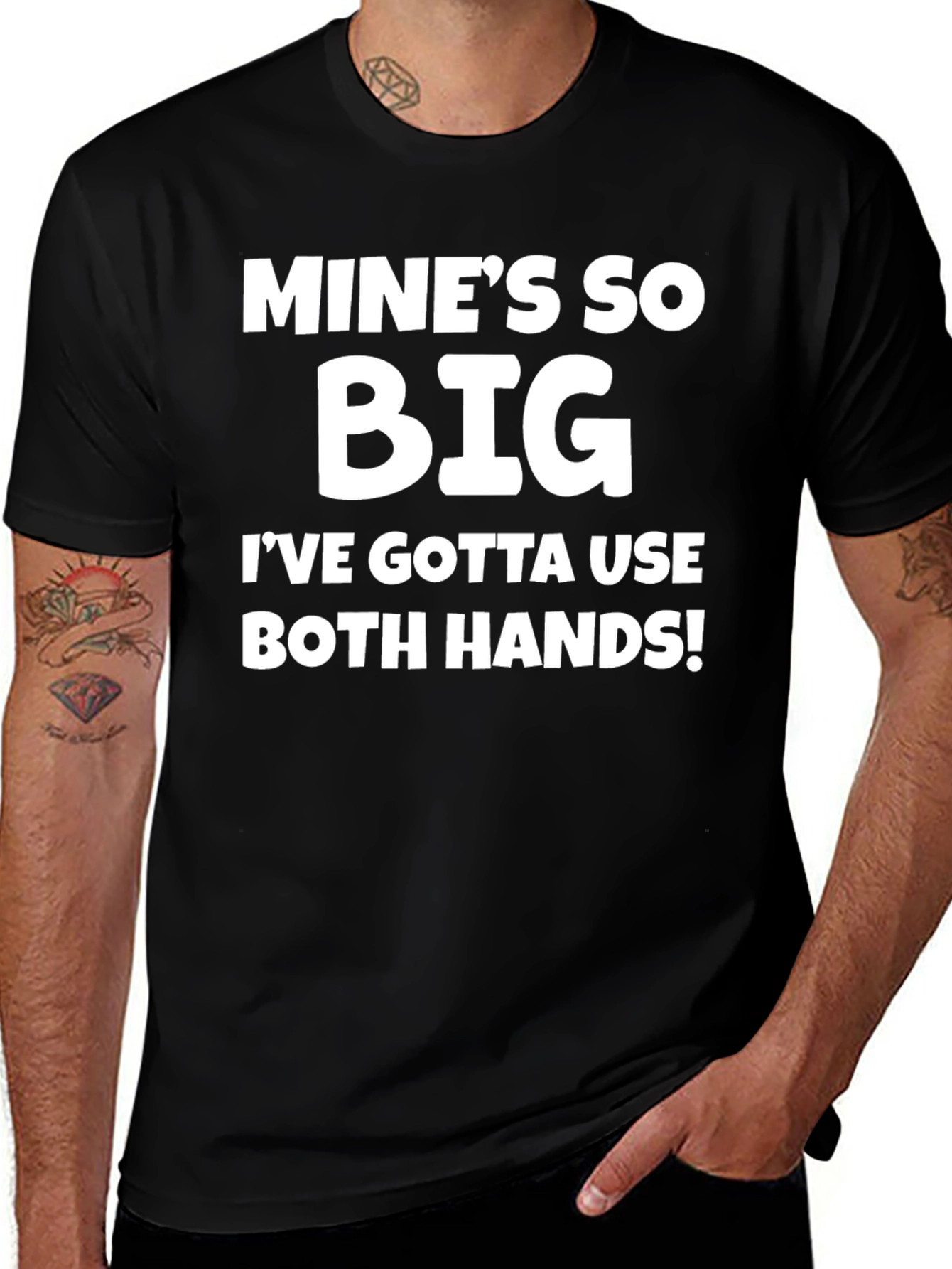Camiseta Negra: Mines So Big Humor Adulto