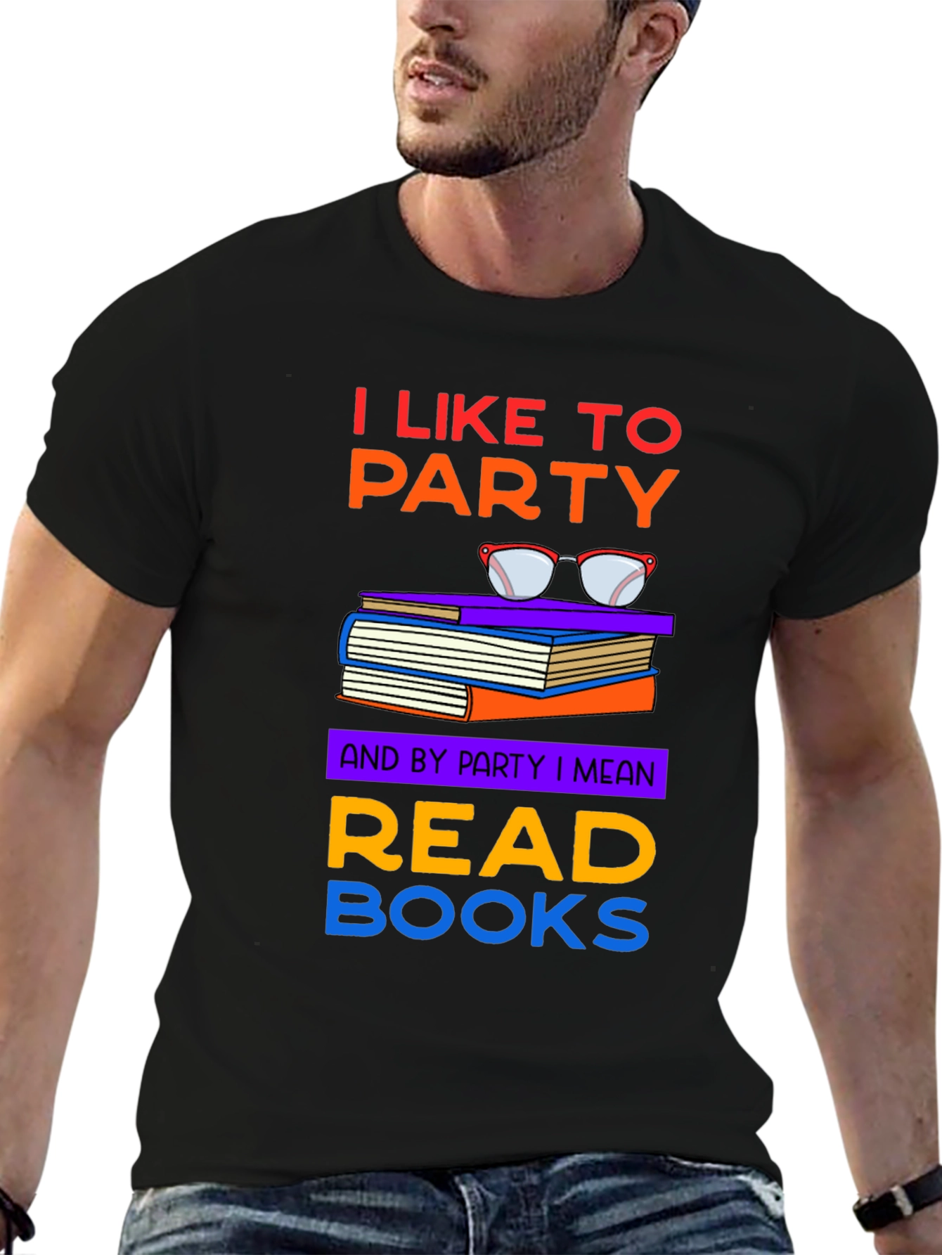 Camiseta Negra: I Like to Party Read Books