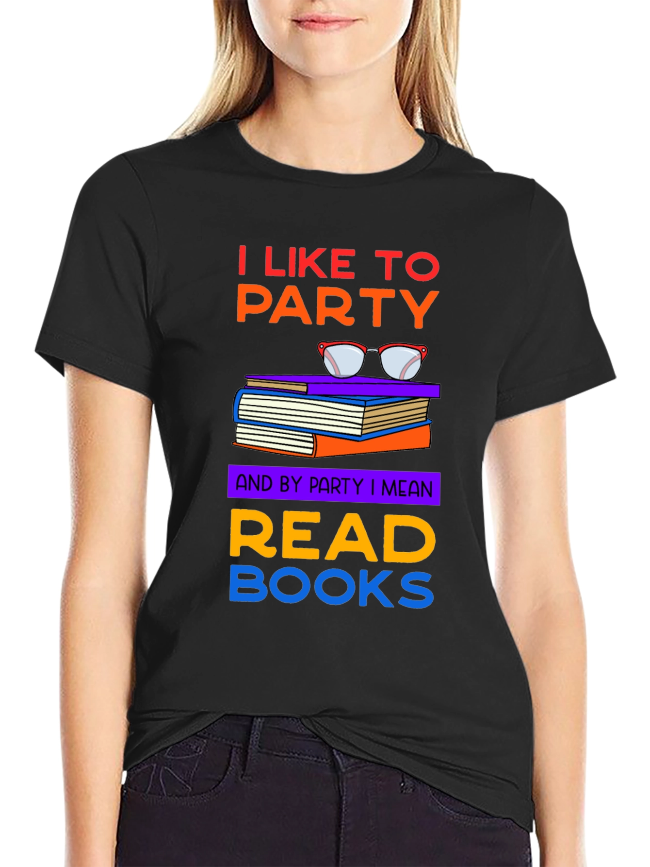Camiseta Negra: I Like to Party Read Books