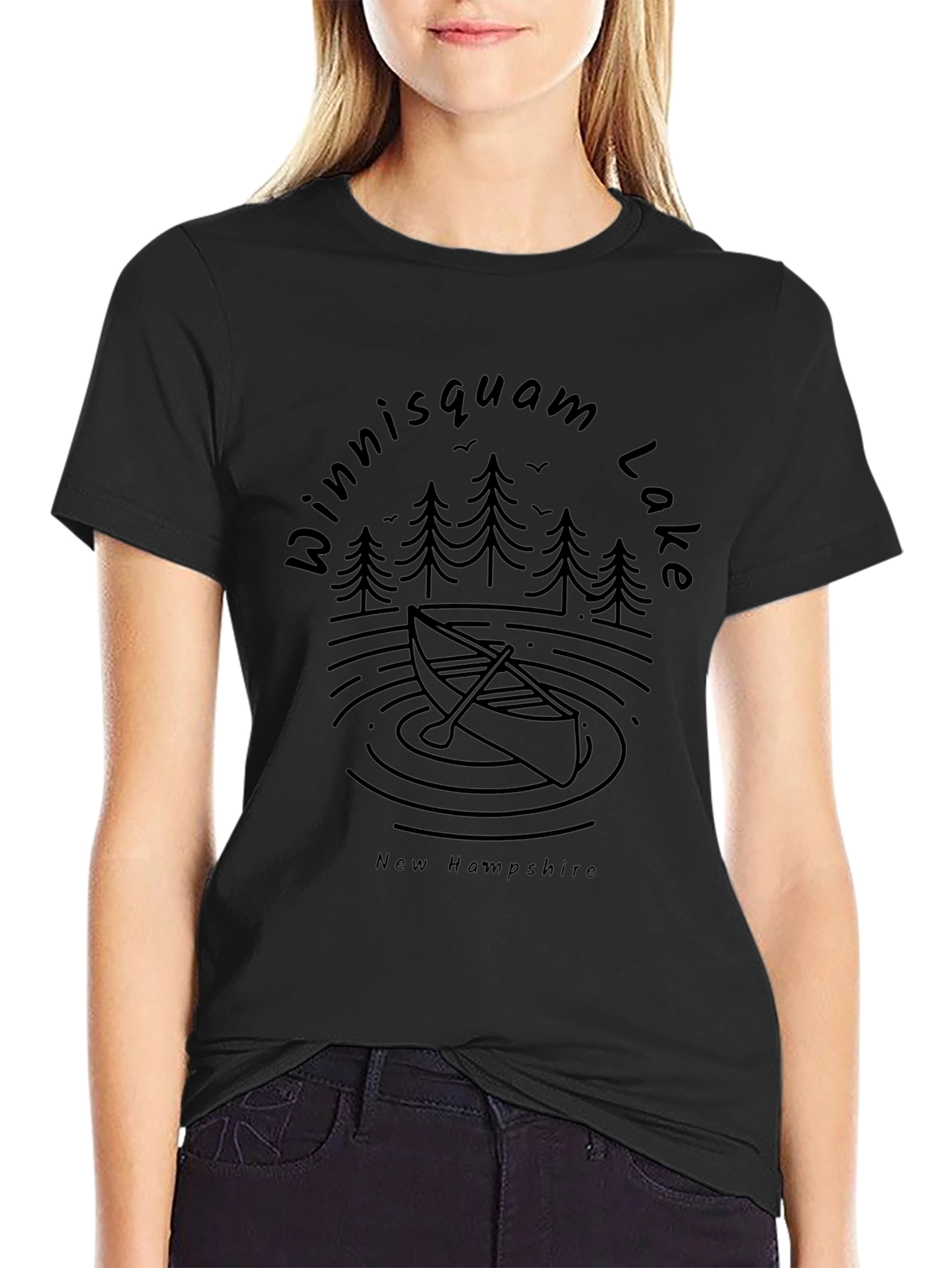 Camiseta Negra Winniisquam Lake New Hampshire