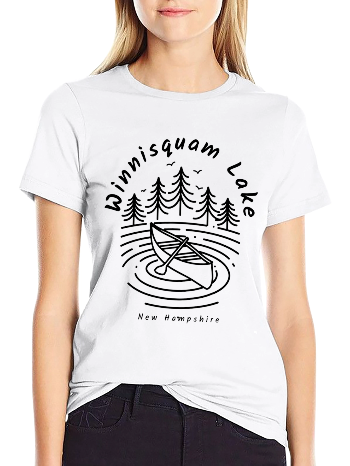 Camiseta Negra Winniisquam Lake New Hampshire
