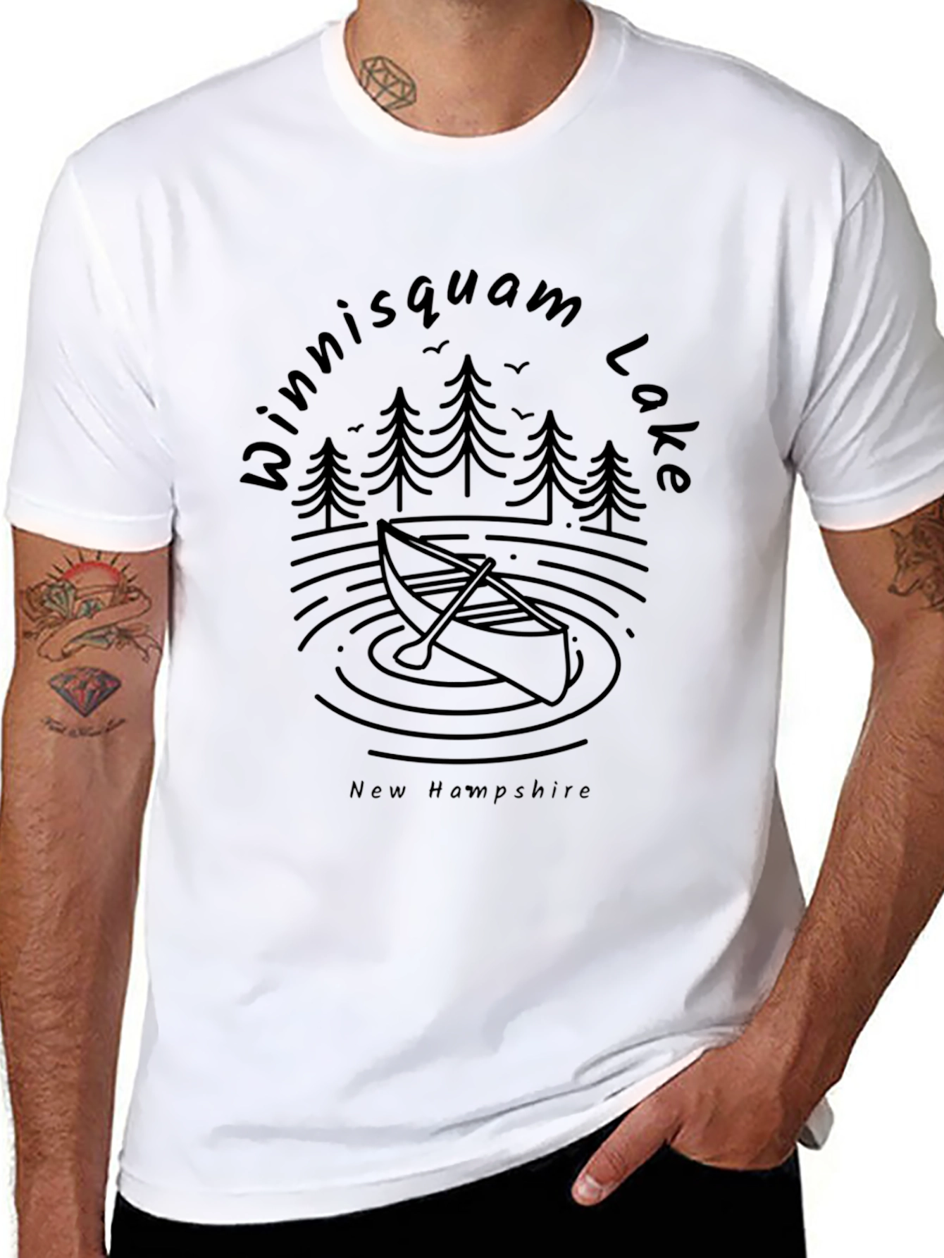 Camiseta Negra Winniisquam Lake New Hampshire