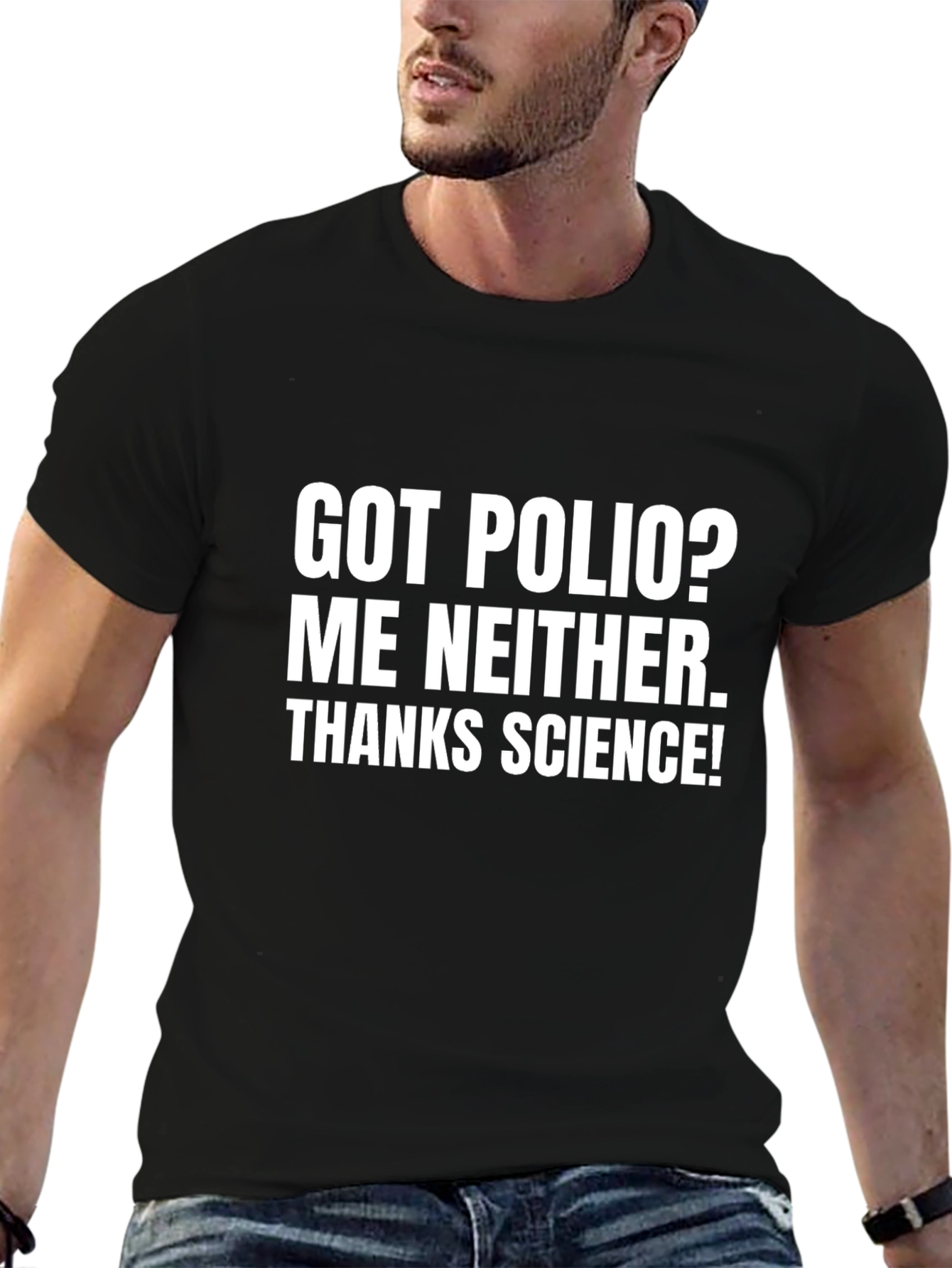 Camiseta Negra: ¡Sin Polio Gracias Ciencia!