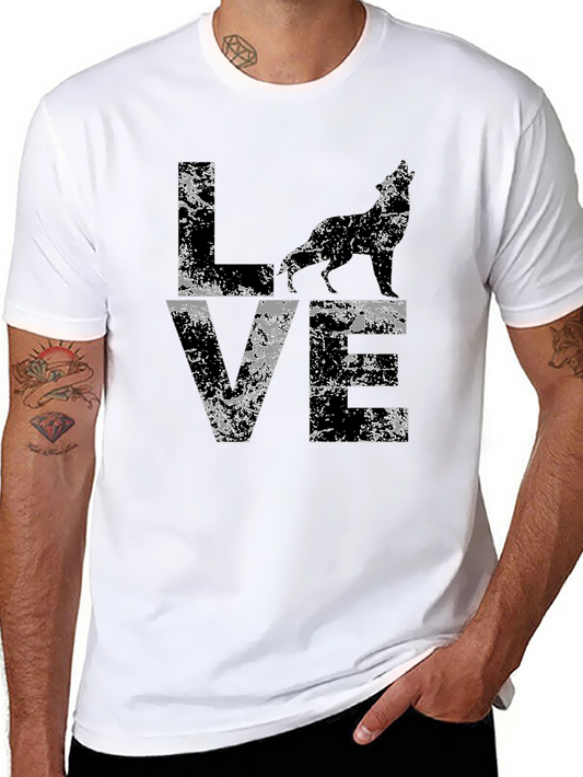 Camiseta Hombre Amor Lobo - Diseño Grunge