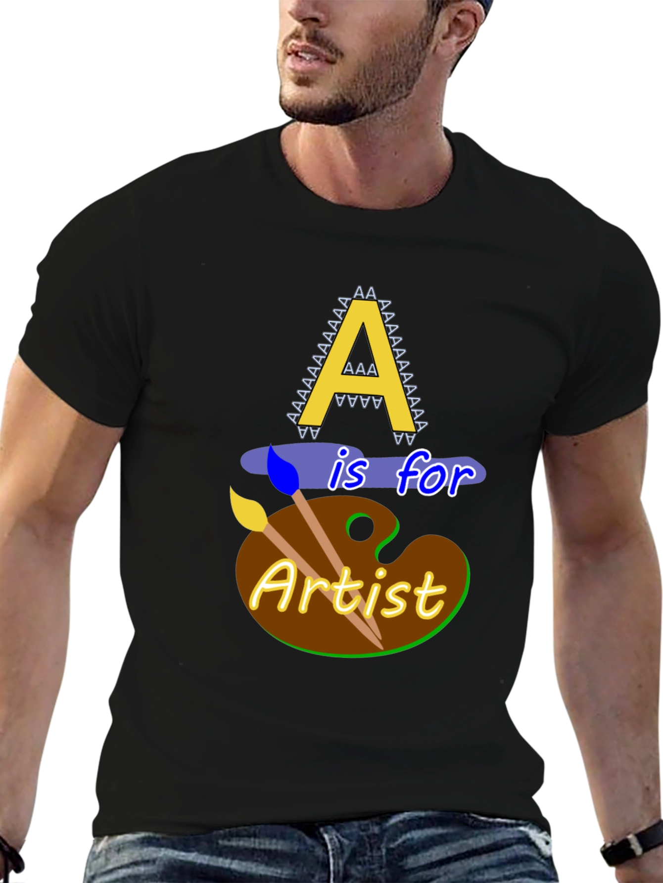 Camiseta Negra A es para Artista Diseño Original