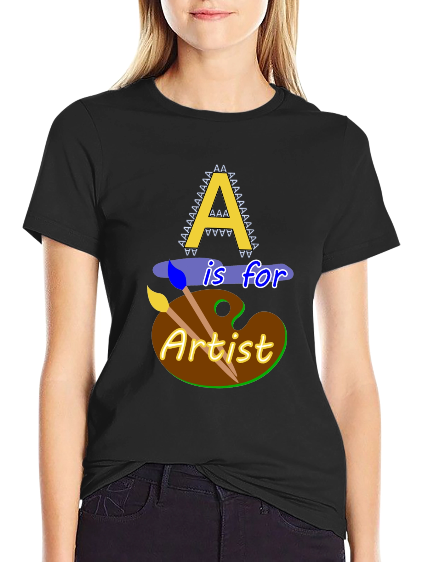 Camiseta Negra A es para Artista Diseño Original