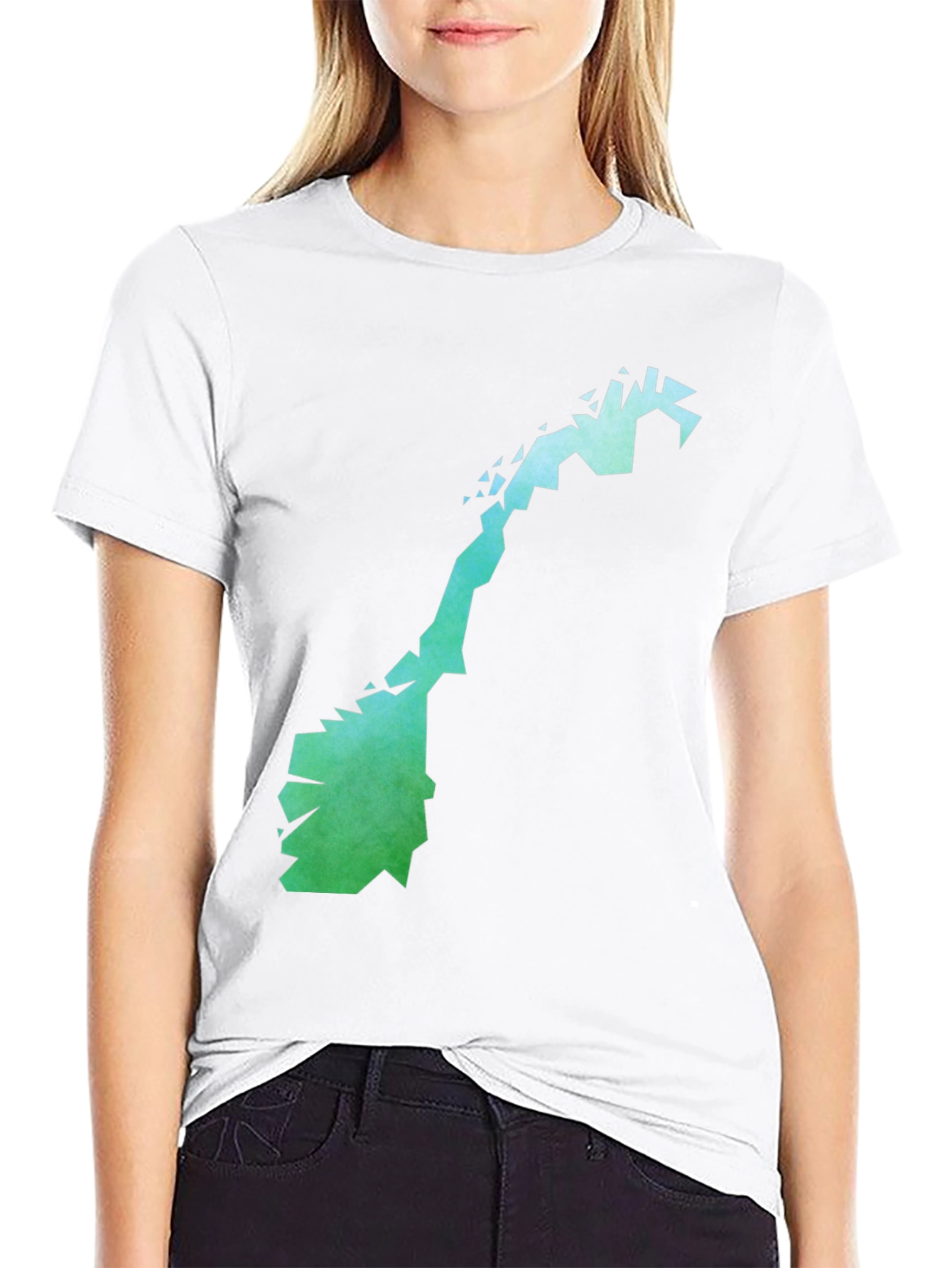 Camiseta Negra con Diseño Abstracto de Noruega