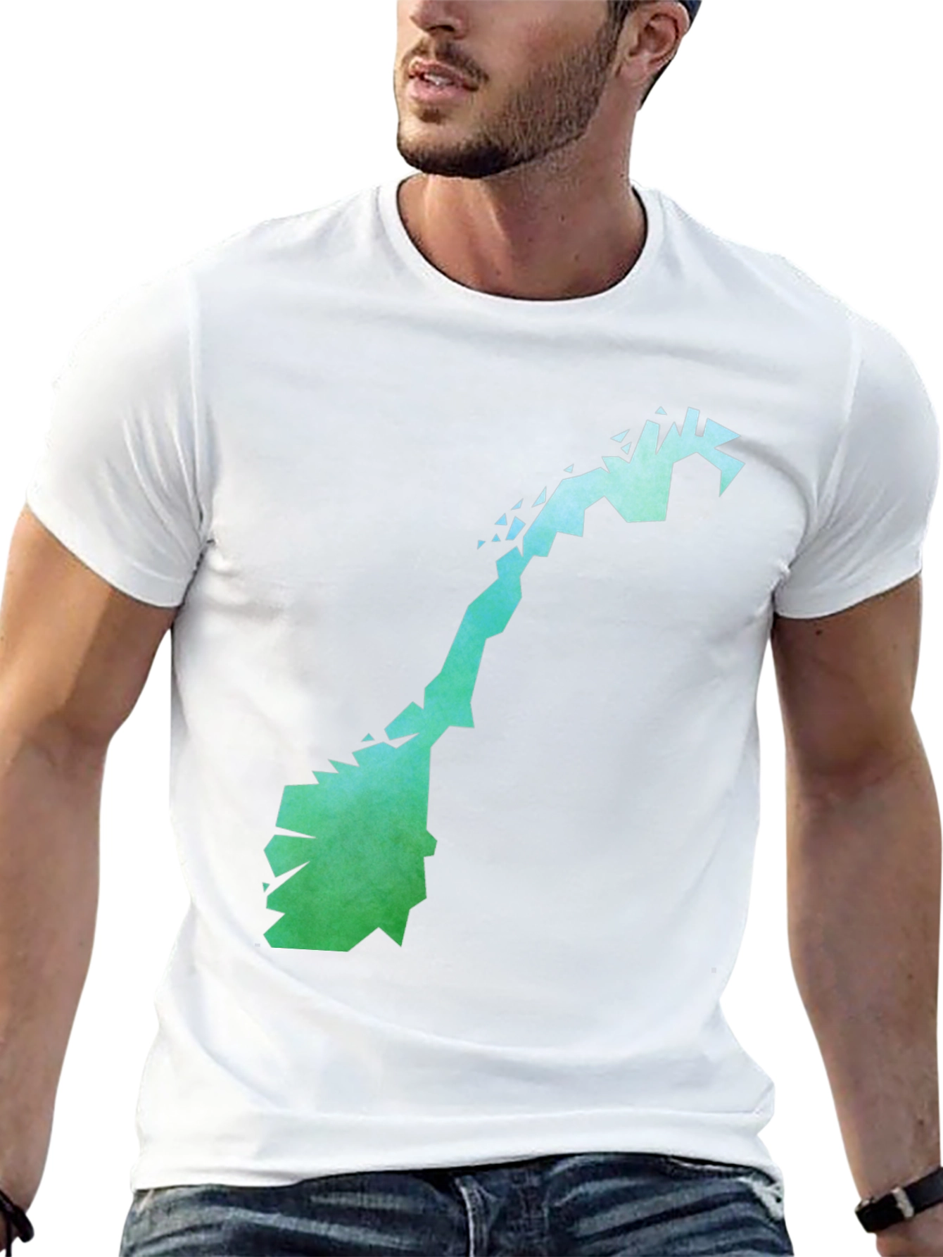 Camiseta Negra con Diseño Abstracto de Noruega