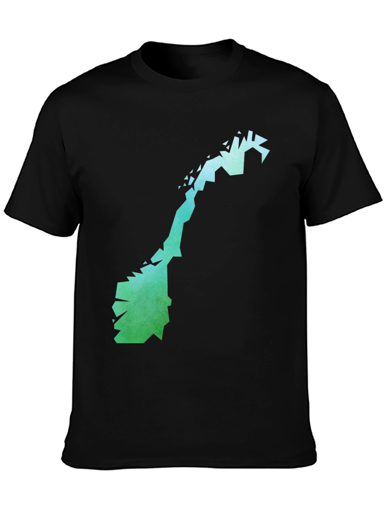 Camiseta Negra con Diseño Abstracto de Noruega