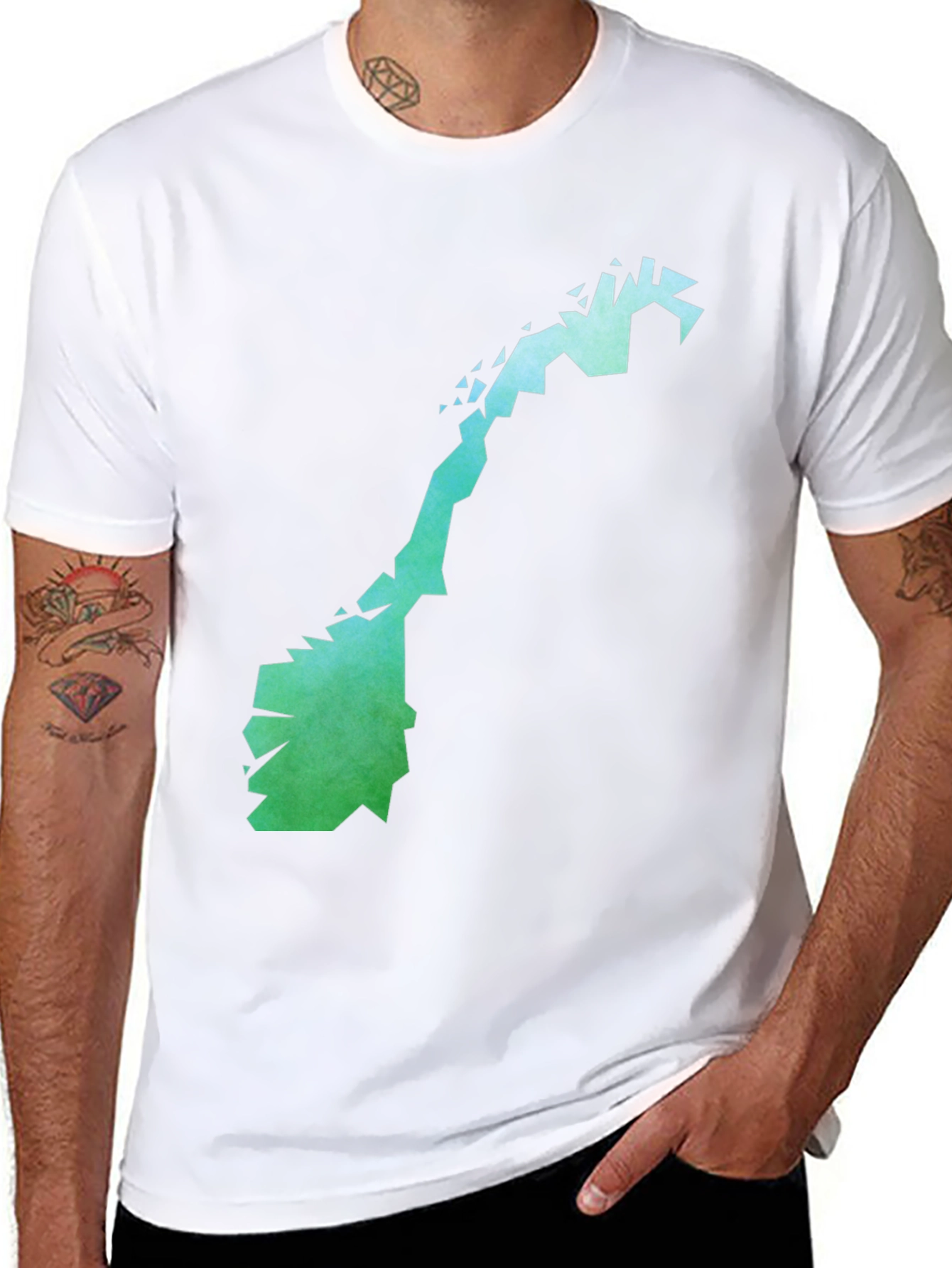 Camiseta Negra con Diseño Abstracto de Noruega