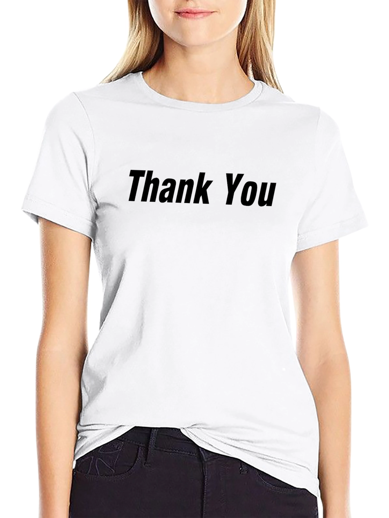 Camiseta Negra: Thank You Estilo Casual