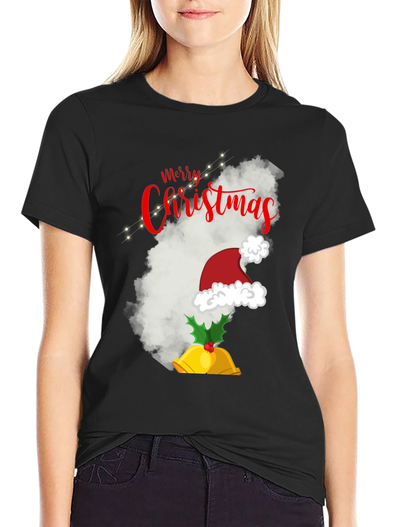 Camiseta Navideña Negra Merry Christmas