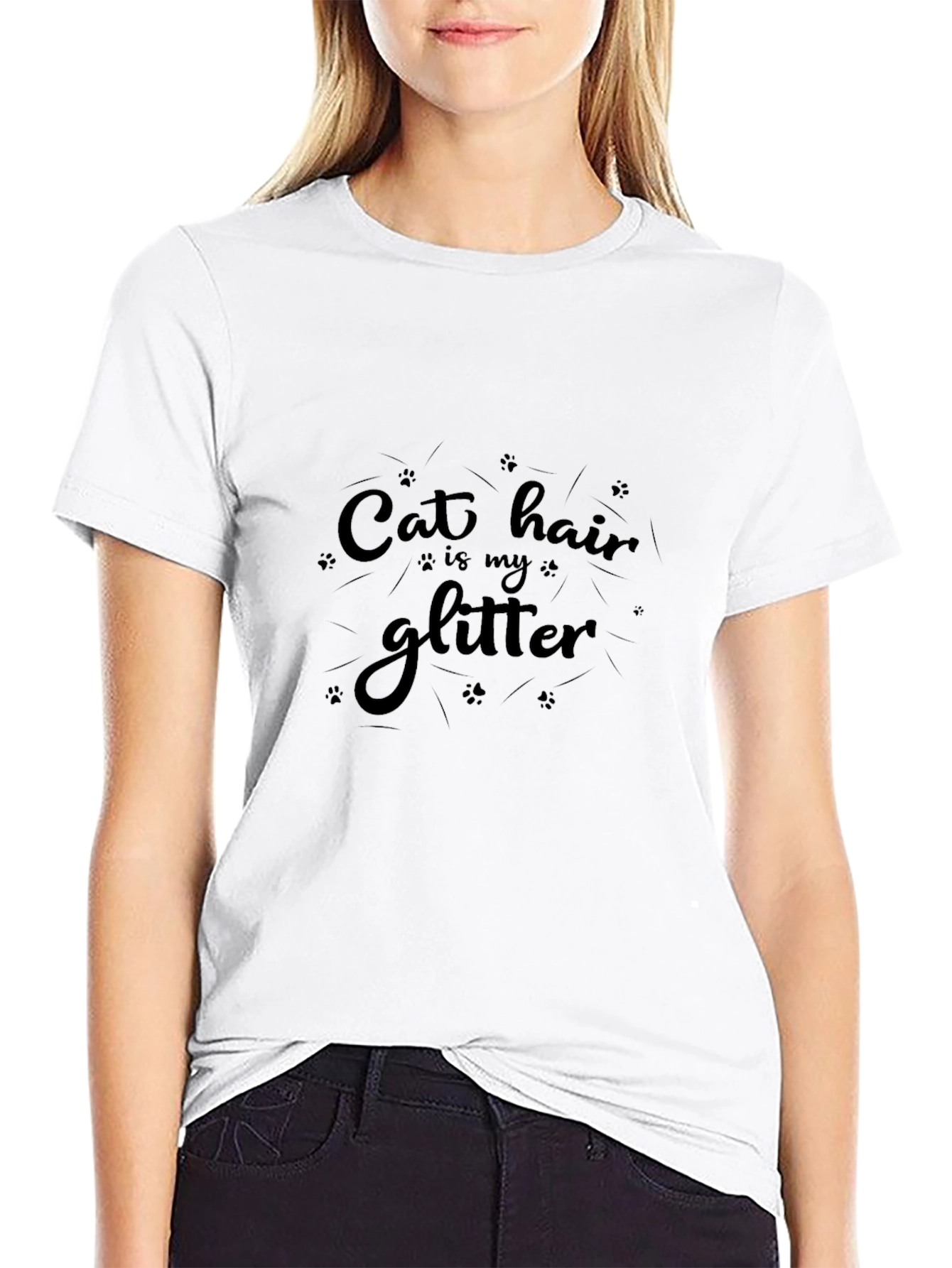Camiseta Negra Cat Hair is My Glitter