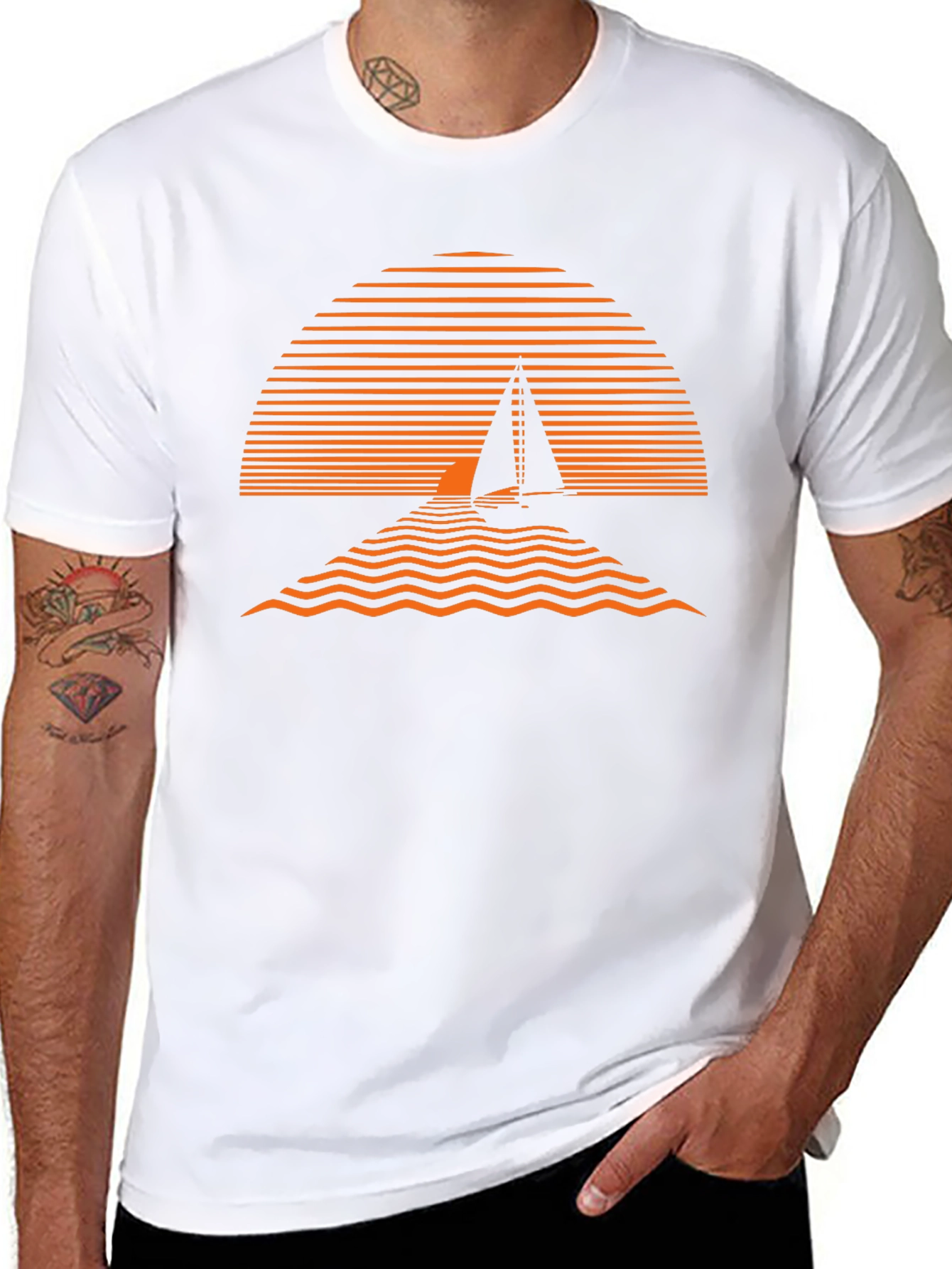 Camiseta Hombre Diseño Sunset Náutico