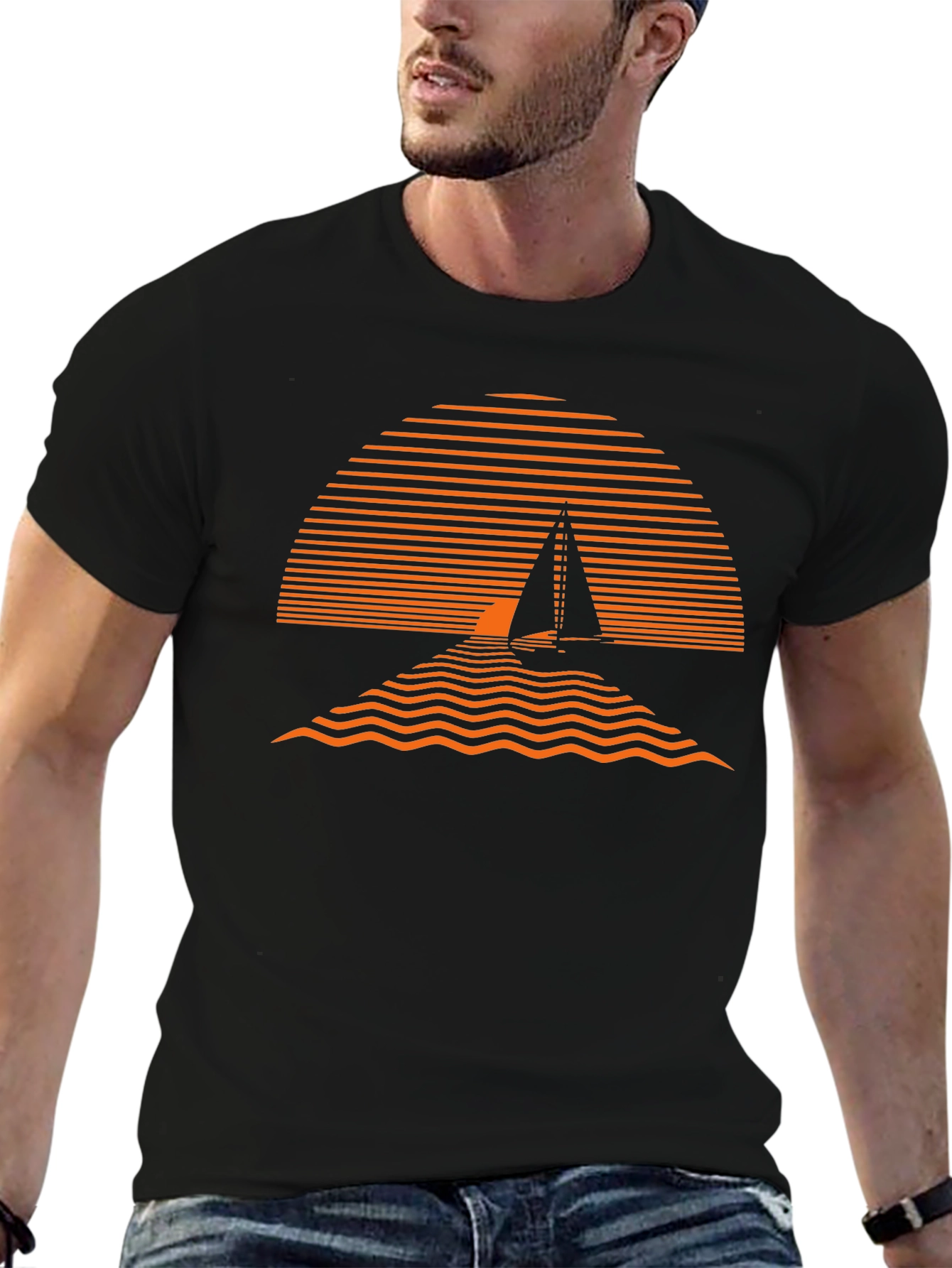 Camiseta Hombre Diseño Sunset Náutico