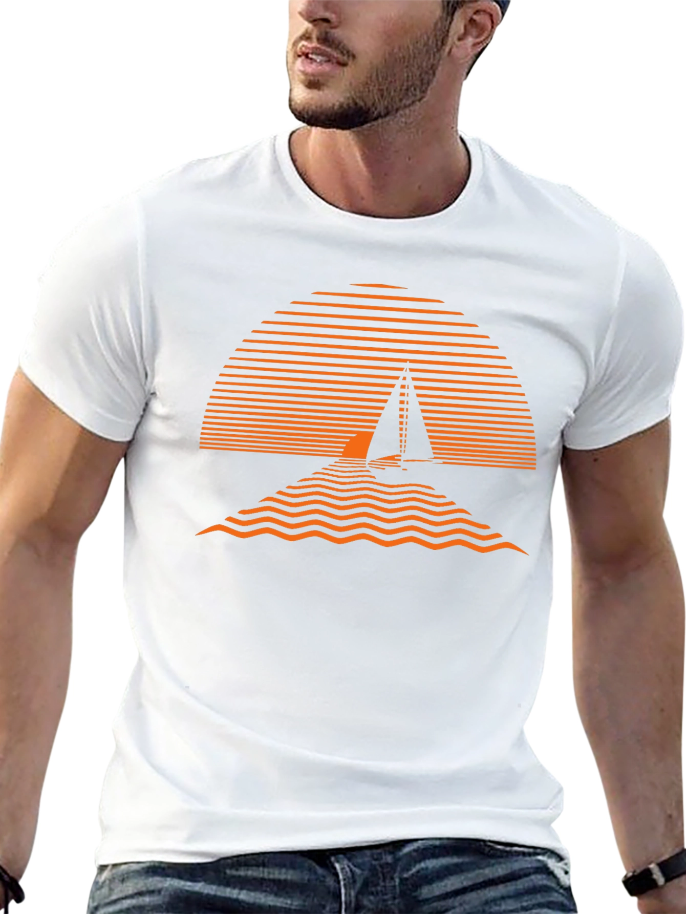 Camiseta Hombre Diseño Sunset Náutico