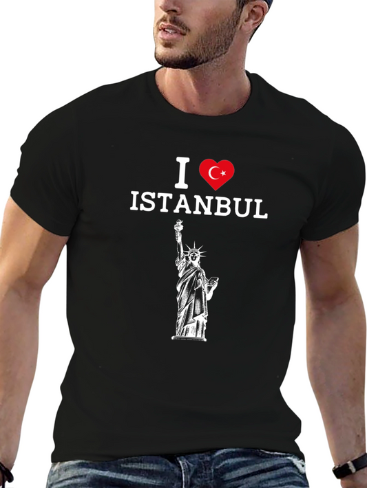 Camiseta Negra Amo Estambul con la Estatua de la Libertad