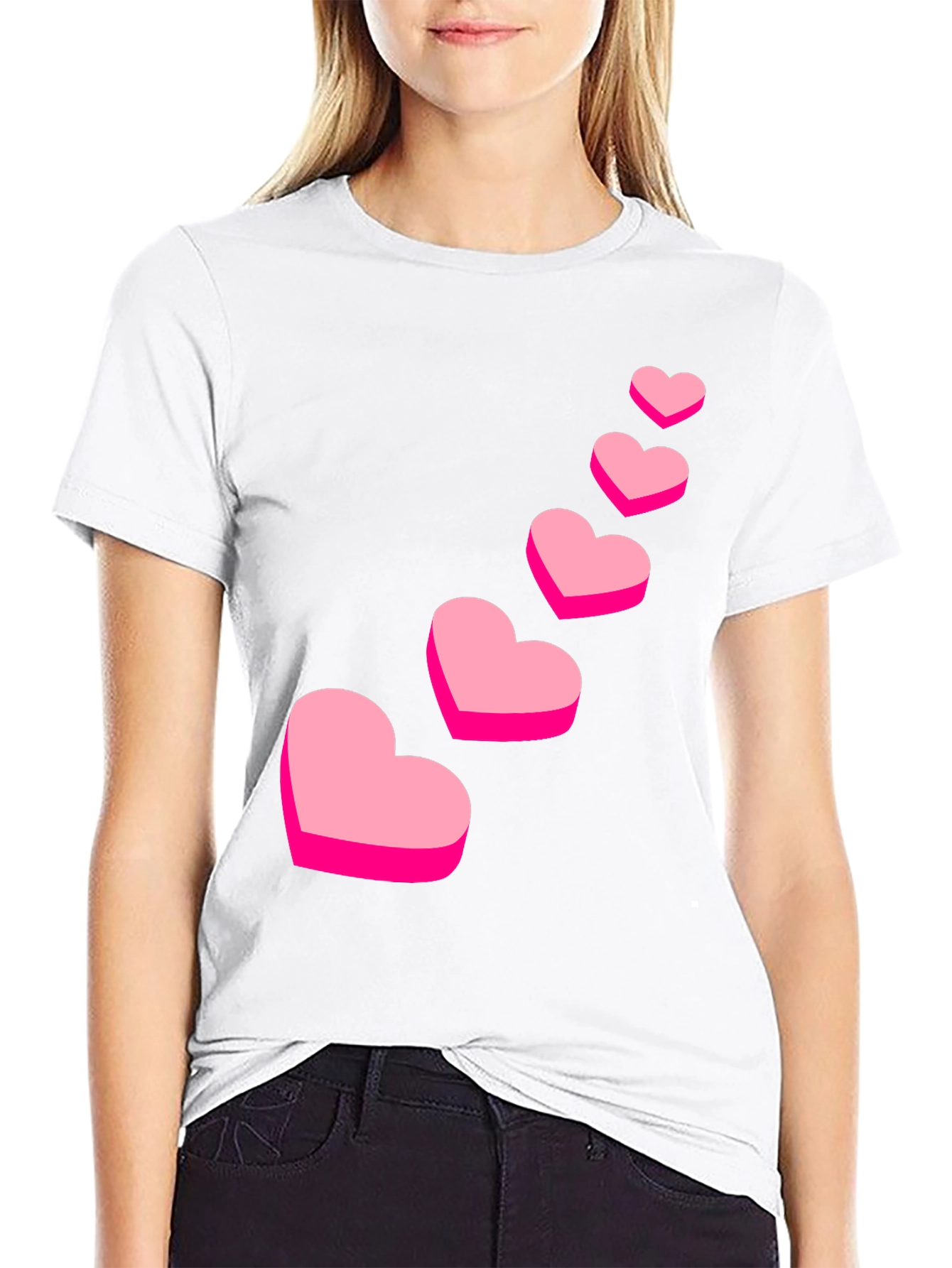 Camiseta Negra con Corazones Rosados