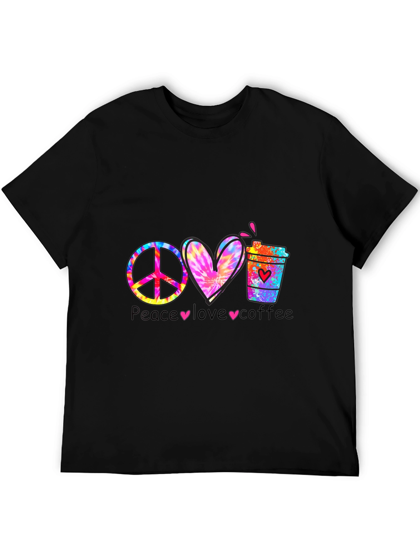 Camiseta Peace Love Coffee Hippie