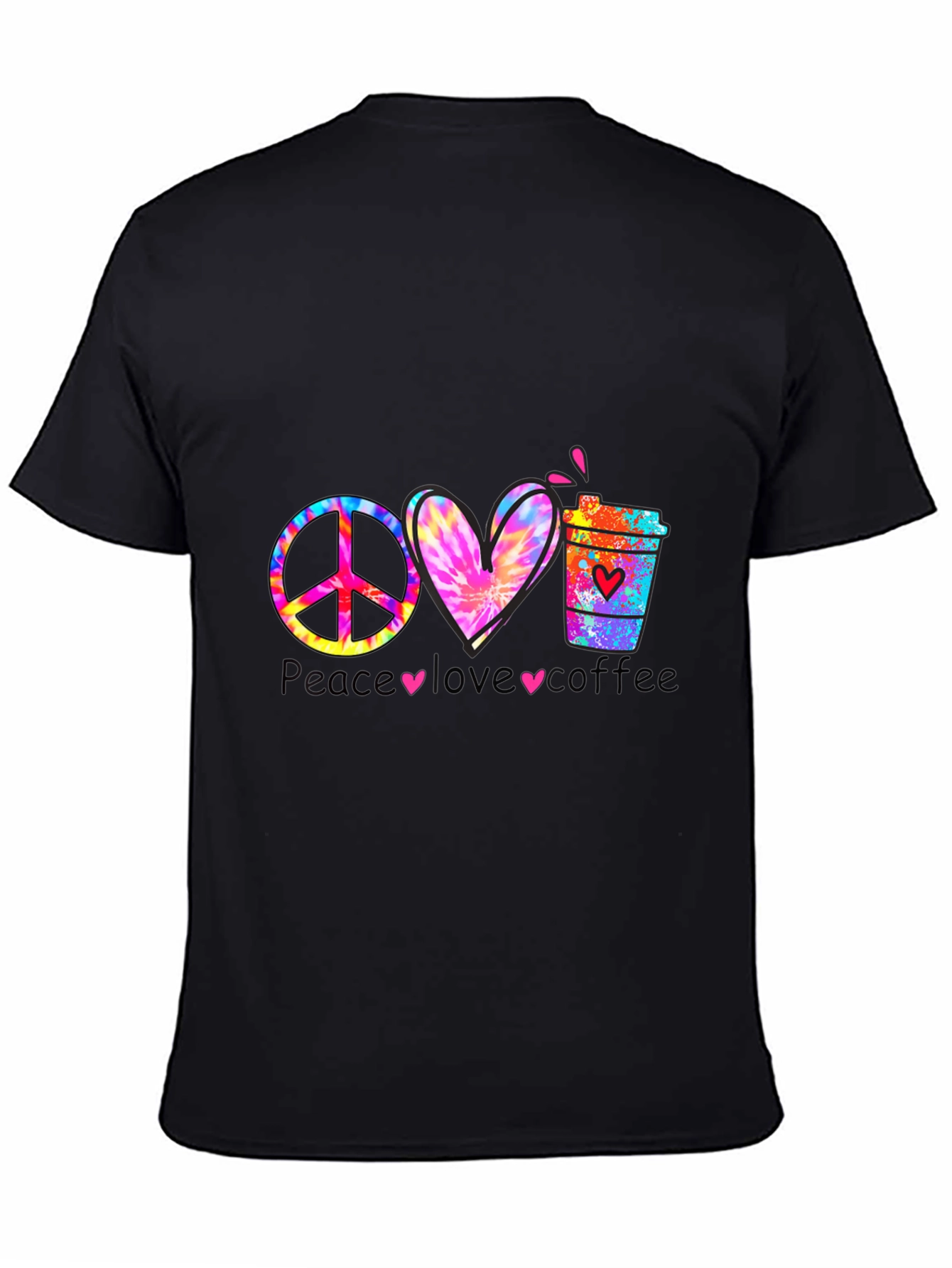 Camiseta Peace Love Coffee Hippie