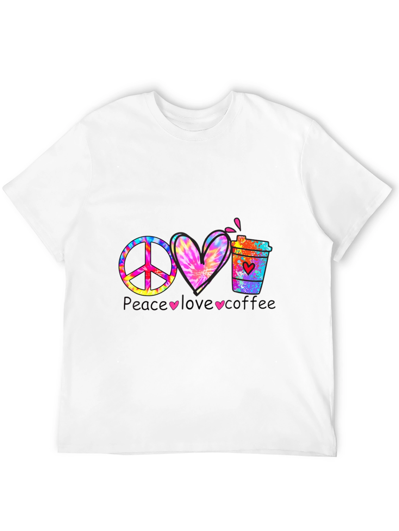 Camiseta Peace Love Coffee Hippie
