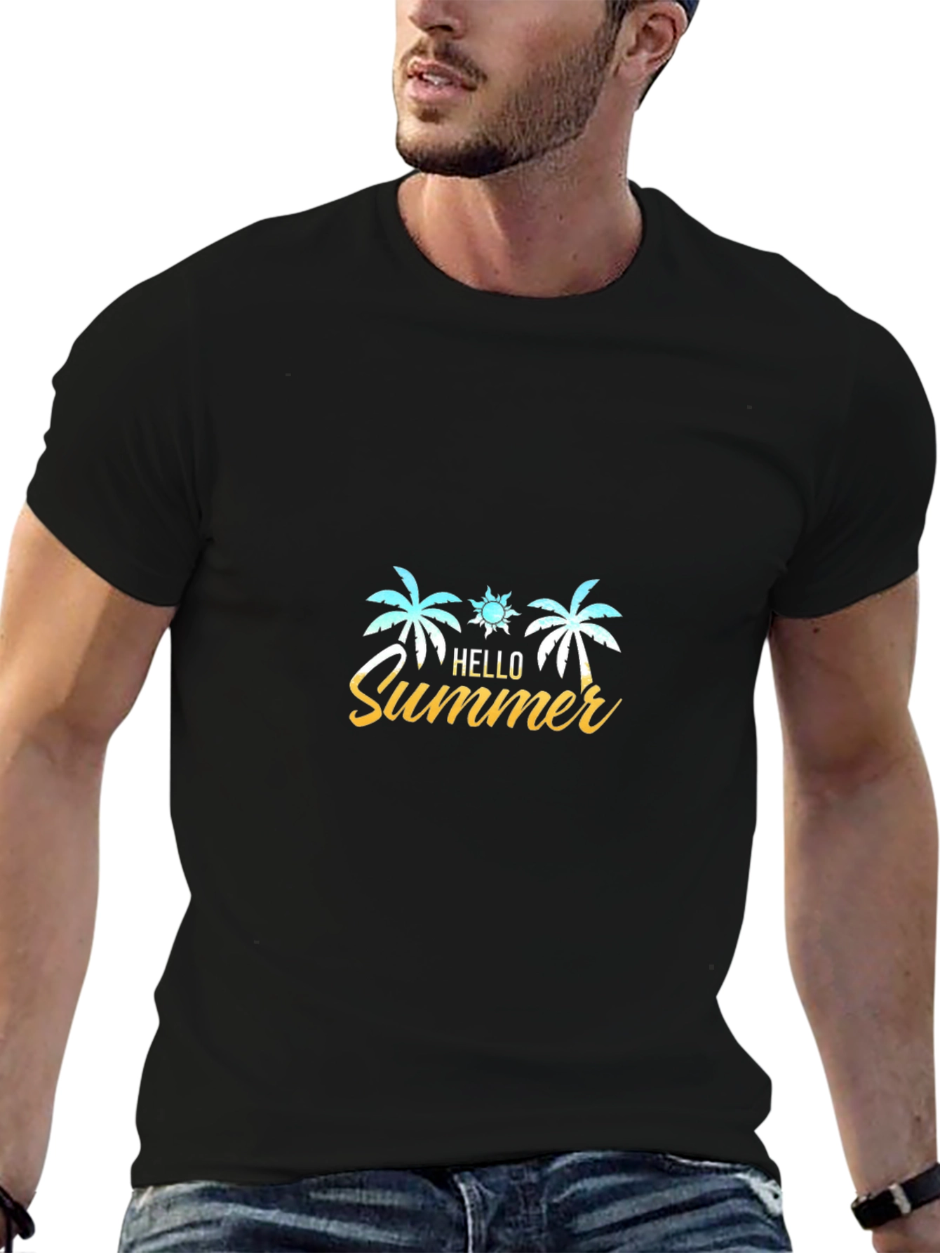 Camiseta Negra Verano Tropical