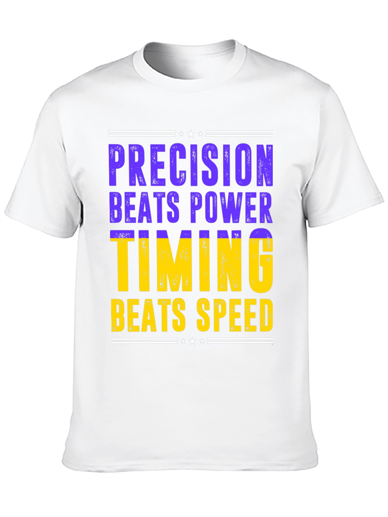 Camiseta Hombre: Precisión Vence Poder Timing Vence Velocidad