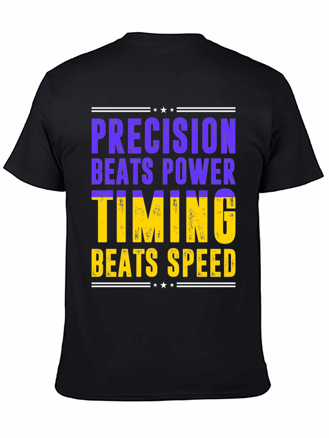 Camiseta Hombre: Precisión Vence Poder Timing Vence Velocidad