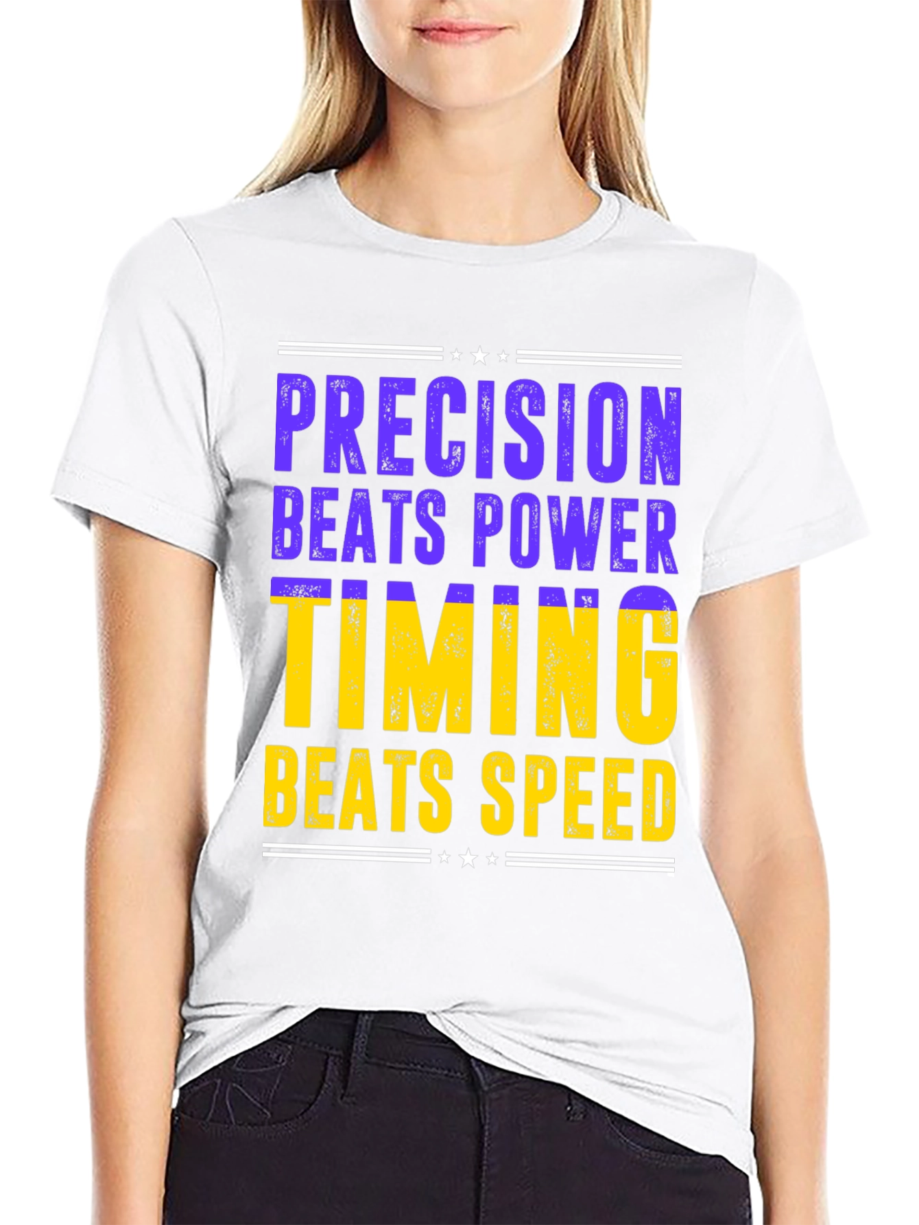 Camiseta Hombre: Precisión Vence Poder Timing Vence Velocidad