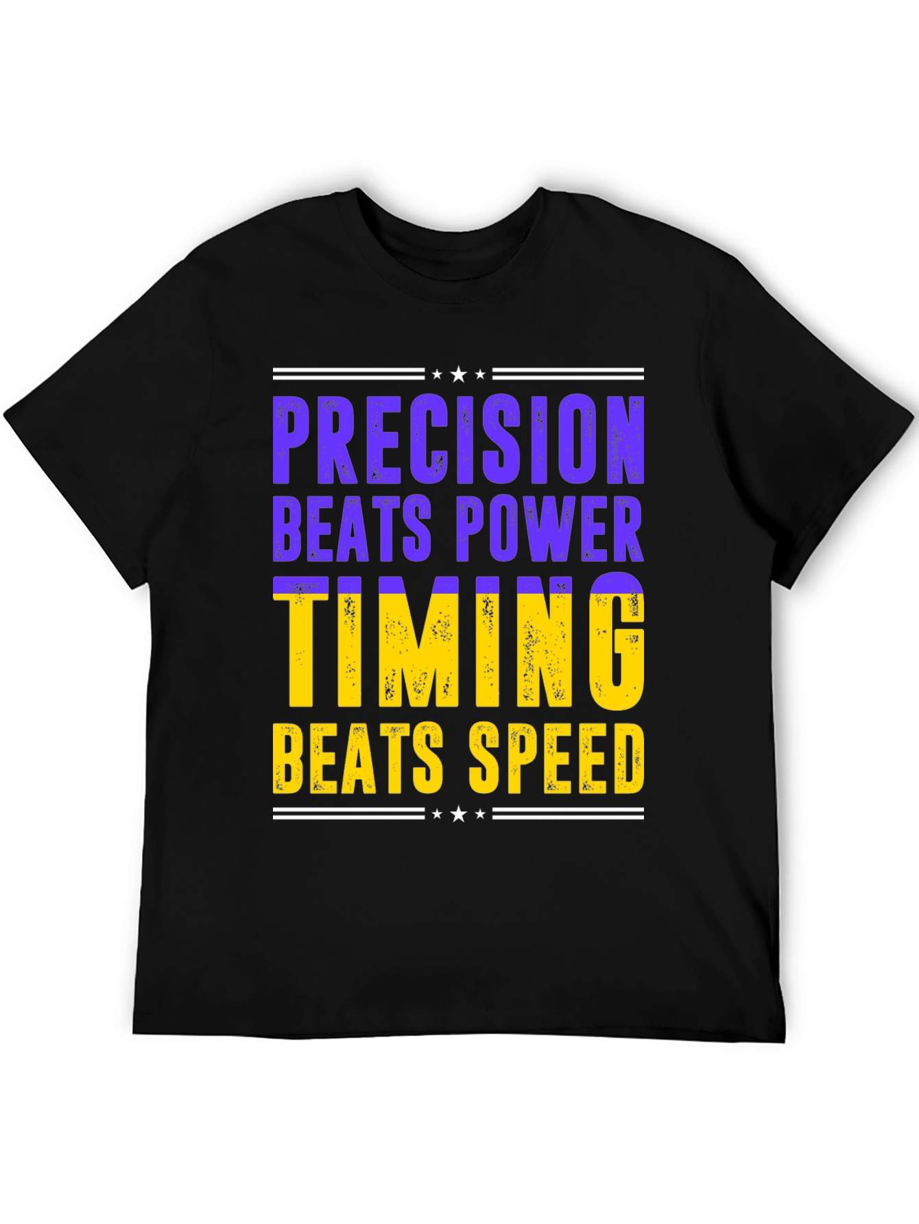 Camiseta Hombre: Precisión Vence Poder Timing Vence Velocidad