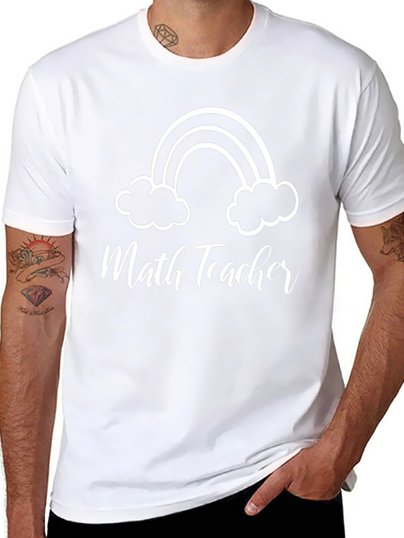 Camiseta Negra Math Teacher con Arcoíris
