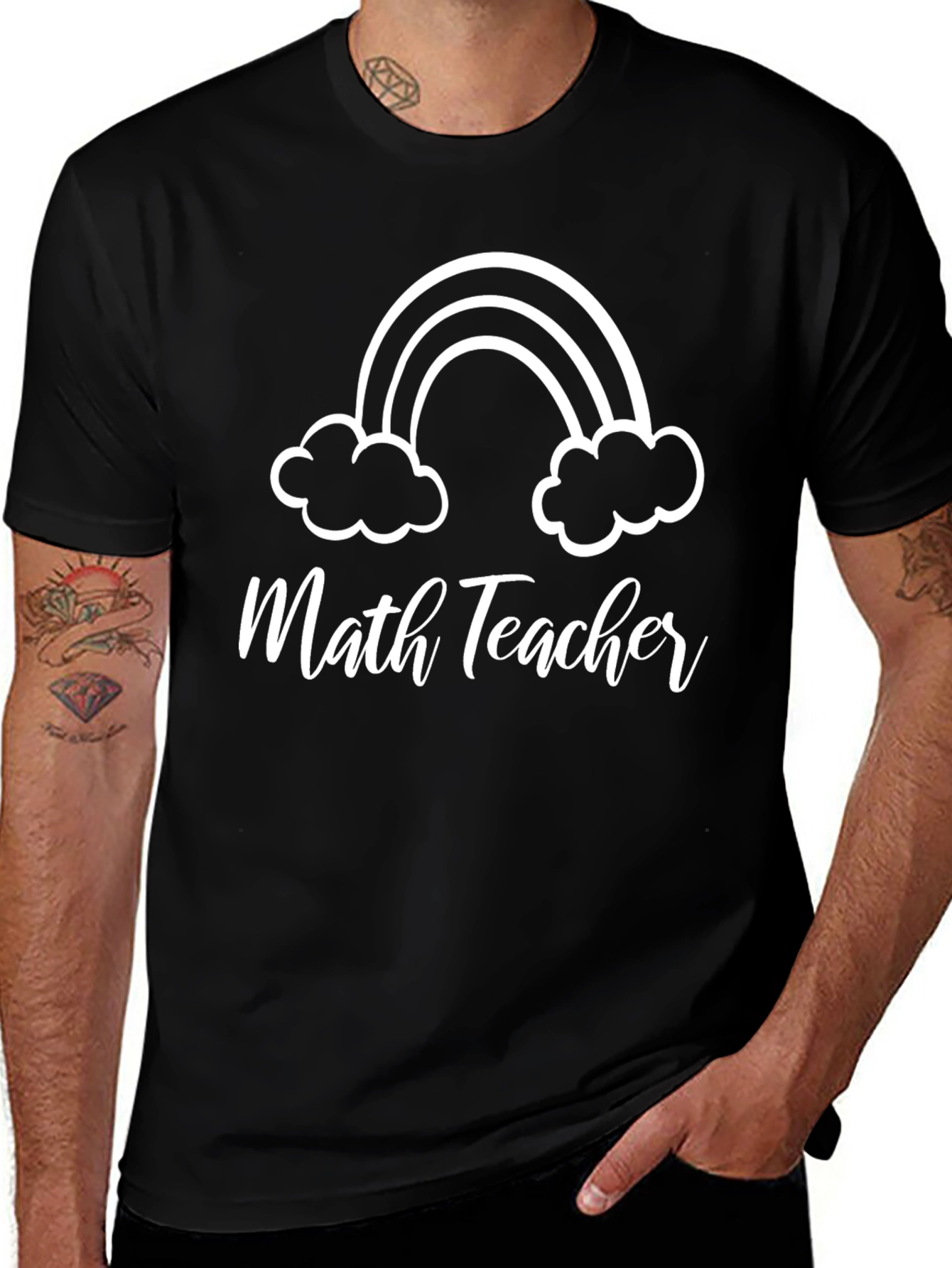 Camiseta Negra Math Teacher con Arcoíris