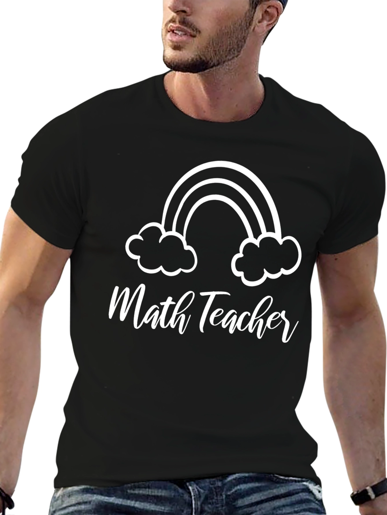 Camiseta Negra Math Teacher con Arcoíris