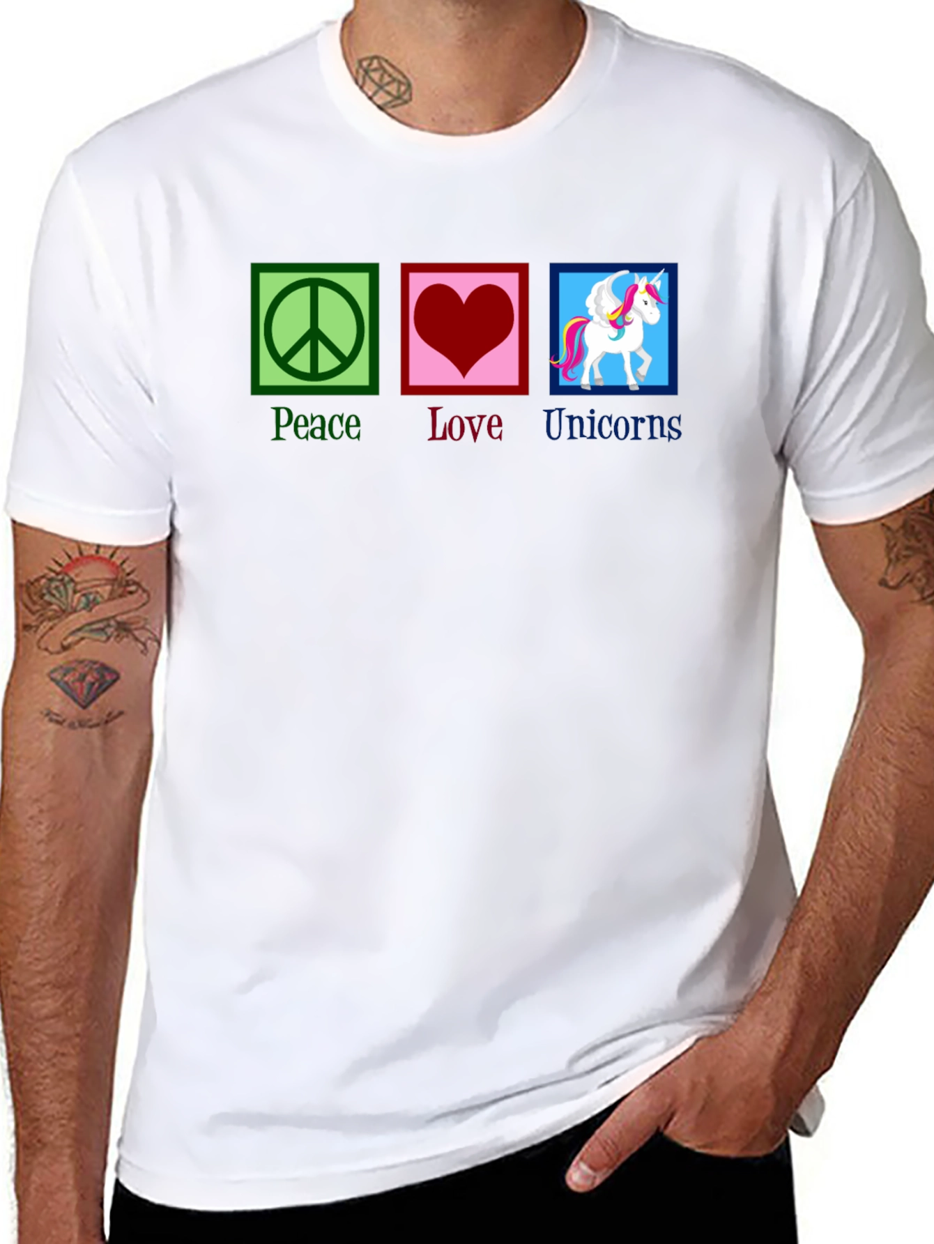 Camiseta Peace Love Unicorns para hombre
