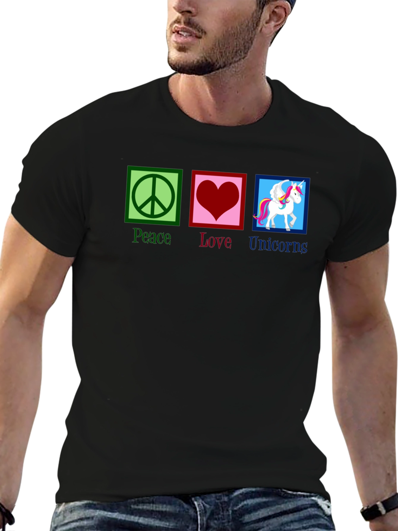 Camiseta Peace Love Unicorns para hombre