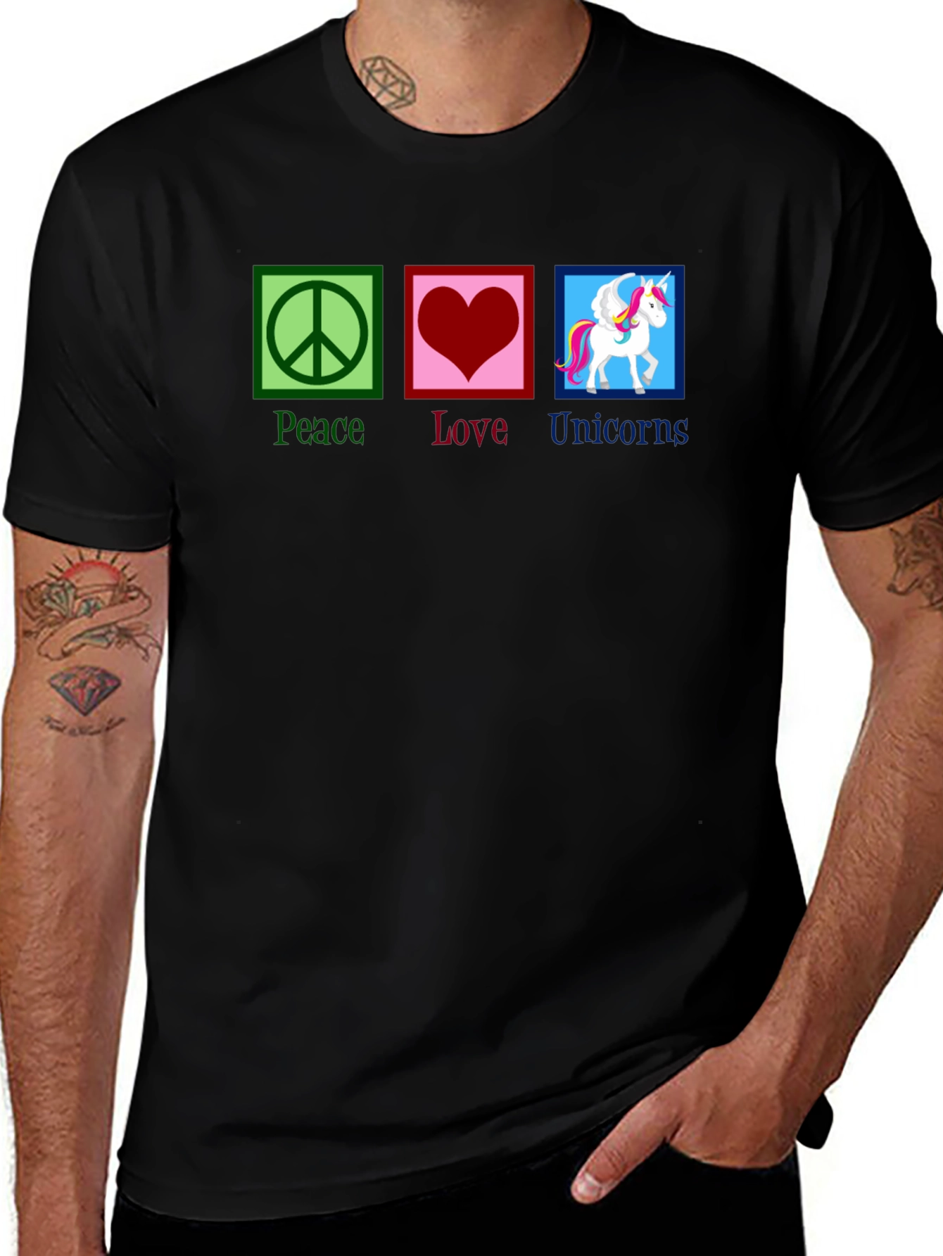 Camiseta Peace Love Unicorns para hombre