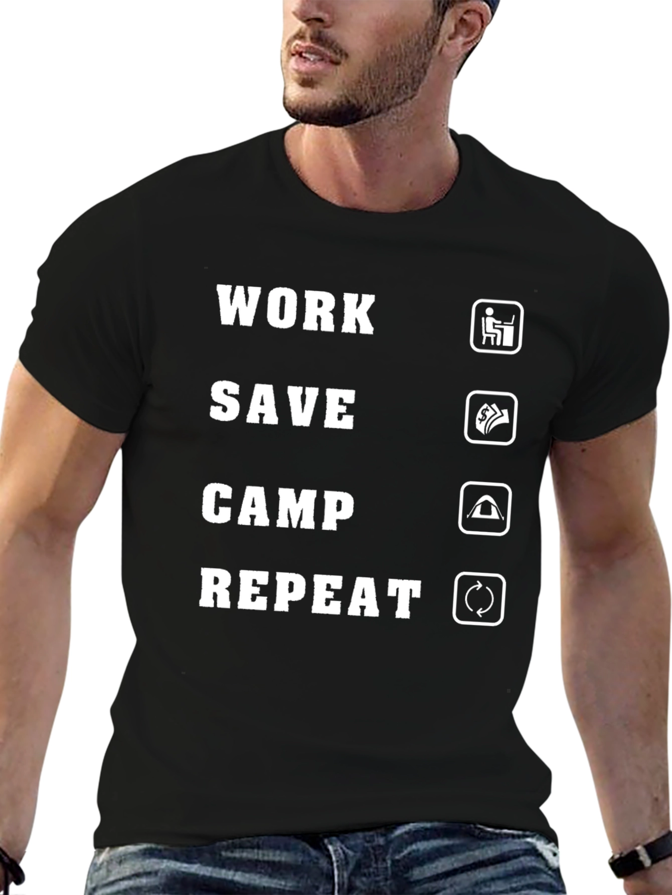 Camiseta Hombre Work Save Camp Repeat