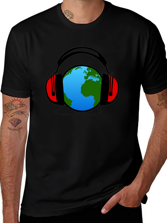 Camiseta Hombre - Mundo con Auriculares