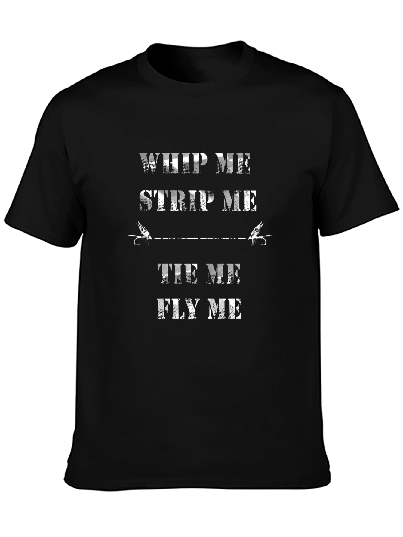 Camiseta Negra con Diseño de Pesca con Mosca