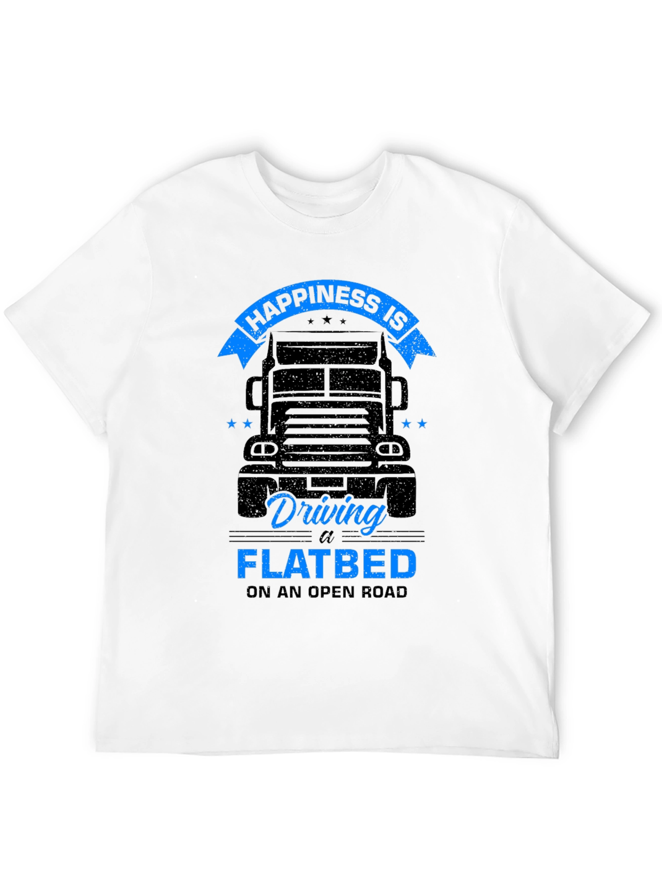 Camiseta Negra Happiness is Driving a Flatbed