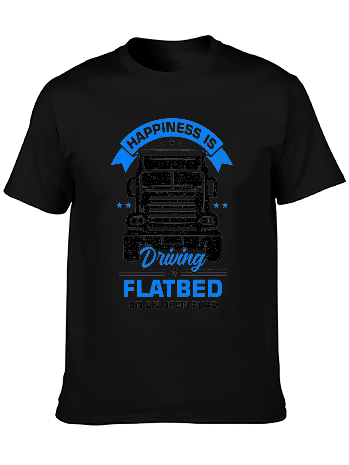 Camiseta Negra Happiness is Driving a Flatbed