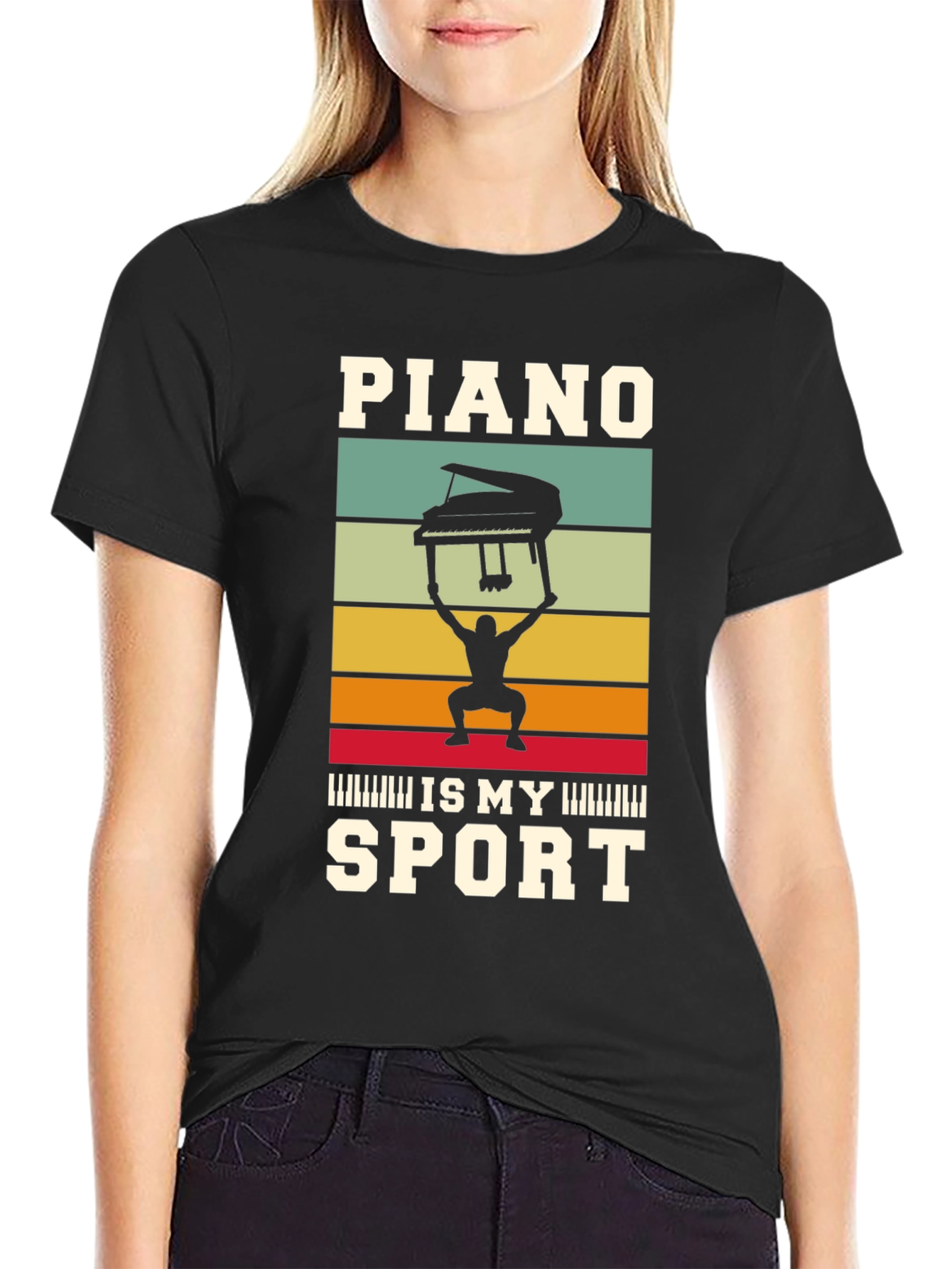 Camiseta Negra: Piano es mi deporte