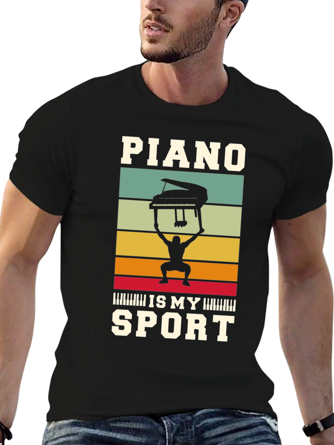 Camiseta Negra: Piano es mi deporte