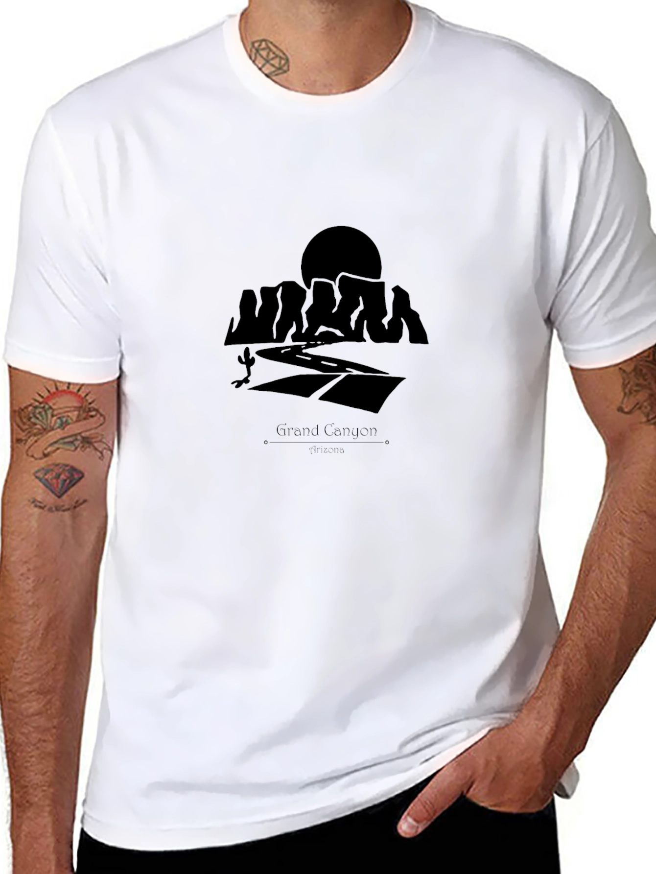 Camiseta Negra Clásica con Diseño Grand Canyon