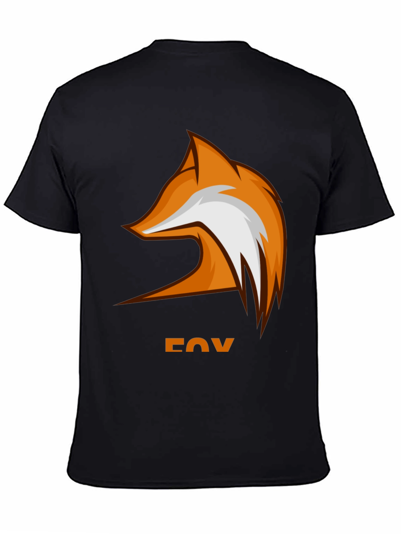 Camiseta Hombre Negra Diseño Zorro Naranja
